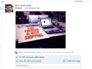 Facebook-grundaren Mark Zuckerbergs uppdatering efter IPO-beskedet.